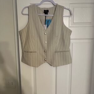 Liz Claiborne Beige Pinstripe Vest